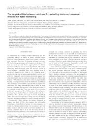 We did not find results for: Pdf The Empirical Link Between Relationship Marketing Tools And Consumer Retention In Retail Marketing Jamil Bojei Academia Edu