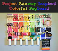 Craft room pegboard ideas & organization! Project Runway Inspired Colorful Pegboard Organization Mad In Crafts