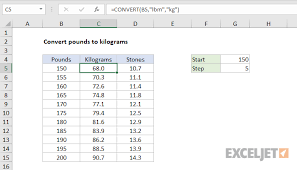 Excel Formula Convert Pounds To Kilograms Exceljet