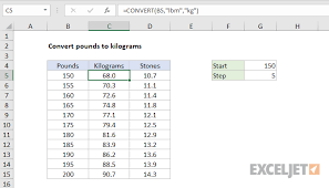 excel formula convert pounds to kilograms exceljet