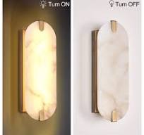 ZEROUNO Alabaster Wall Sconces, 14.2 inch Natural Marble ...