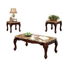 To help prevent staining, marble surfaces are often coated with protective sealers. Rosenbalm Coffee Table Set With Ivory Faux Marble Top Home Furniture Direct