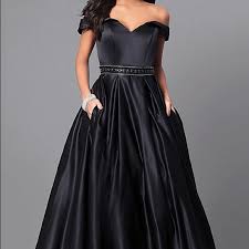 Satin Long Prom Dress W Off The Shoulder Sleeves
