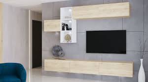 250 x 42 x 41 cm regal: Wohnwand Onyx 4 Sonoma Eiche Weiss Moebline De