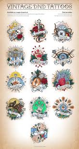 Some Cool Old School Style D D Tattoos I Found Fantasy Tattoos Old School Tattoo Designs Dungeons And Dragons Art