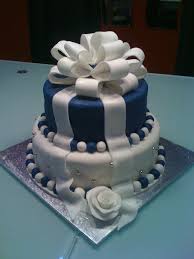 Blue White 2 Tier Cake Blue Tiered Cakes Cake 2 Tier Cake