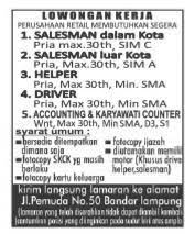 Maybe you would like to learn more about one of these? Loker Supir Lampung Lokercumacuma