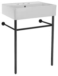 Discover prices, catalogues and new features. Ceramic Console Sink And Matte Black Stand Contemporary Bathroom Sinks By Thebathoutlet Scarabeo 8031 R 60 Con Blk Three Hole Houzz