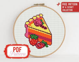 Strawberry shortcake cross stitch pattern. Cross Stitch Pattern Strawberry Cake Cross Stitch Pattern Food Etsy