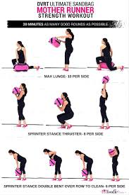 Dvrt Strength Workout For Busy Mother Runners The Fit Foodie Mama Sandbag Workout Strength Workout Sandbag Training