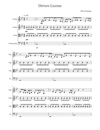 Drivers license piano sheet music. Drivers License Sheet Music For Violin Cello Viola String Quartet Musescore Com