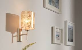 Eglo 97645 Viserbella Champagne Gold Color Cylindrical Gold Textile Shade Wall Light Interior Lighting Wall Lights Champagne Gold Color