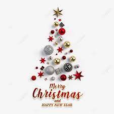 Christmas Tree With Red Stars And Golden Balls Merry Christmas Png And Psd Christmas Ribbon Christmas Cards Red Christmas Tree