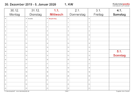 Jetzt material & übungen gratis downloaden! Wochenkalender 2020 Als Pdf Vorlagen Zum Ausdrucken