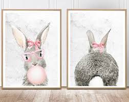 Girl Woodland Nursery Decor Girl Baby Shower Bunny Wall Art Rabbit Wall Art Woodland Decor Baby Girl Nur Bunny Wall Art Baby Animal Nursery Art Rabbit Wall Art