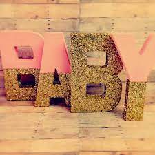 Glitter Nursery Baby Letters Pink And Gold Self Standing You Choose The Color Best Nursery Outdoor Baby Shower Decorations Baby Shower Princess Glitter Nursery