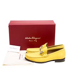 Salvatore Ferragamo Yellow Python Mason Loafers Size 41