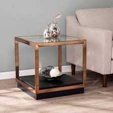 The end table is a fusion of chrome powder coat on carbon steel giving this classic style table a unique look. Lexing Glass Top End Table Champagne Aiden Lane Target