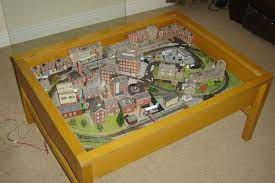 I didn't like the white so i painted about 95% of it black. N Gauge Train Layout Set Coffee Table Model Train Table Model Train Layouts Model Trains