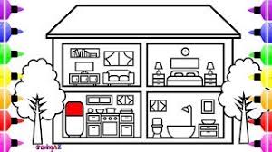 It is a little house with two little windows and a door on the right side. How To Draw House With Rooms Coloring Pages Of House Youtube