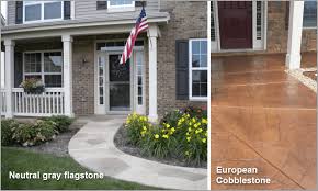 A wood stamped concrete porch can be stained a variety of natural colors to match the rest of your home. Enhance Your Home S Curb Appeal With A Fabulous Faux Stone Front Porch Concrete Craft
