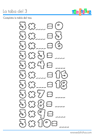 Resultado De Imagen Para Ejercicios Tabla Del 3 Para Ninos Tablas De Multiplicar Tabla De Multiplicar Para Imprimir Ejercicios De Calculo