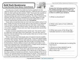 Gold Rush Boomtowns 4th Grade Reading Comprehension Worksheet Reading Comprehension Worksheets 4th Grade Reading Comprehension Worksheets