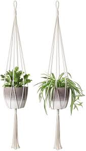 Amazon Com Mkono 2pcs Macrame Plant Hanger Indoor Outdoor Hanging Planter Basket Cotton R In 2020 Macrame Plant Hangers Diy Plant Hanger Macrame Plant Hanger Tutorial