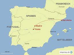Internationale vorwahlnummer für spanien ist: Stepmap Bcn Madrid Toledo Landkarte Fur Spanien