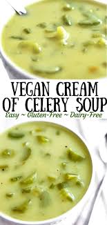 I whipped it up to use as the base for a creamy cabbage & kielbasa soup i one can of soup plus one can of milk (which is how the canned stuff is prepared) will be comparable to great cream of celery soup. This Vegan Cream Of Celery Soup Is Gluten Free Dairy Free And Can Be Made Soy Free Too It S Hearty Cre Celery Soup Vegan Comfort Food Cream Of Celery Soup