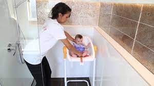 If your baby seems frightened of bathing and cries, try bathing together. Charlichair The Baby Shower Chair Youtube