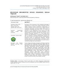 Pengertian kewirausahaan, manfaat, tujuan dan menurut stephen robbins mendefinisikan bahwa inovasi yaitu sebagai sebuah gagasan baru yang diterapkan. Pdf Kesuksesan Implementasi Inovasi Organisasi