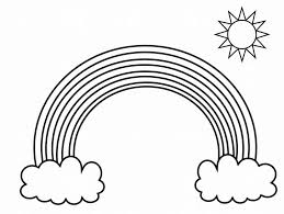 Get free printable coloring pages for kids. Large Rainbow With Clouds And Sun Printable Coloring Page