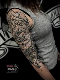 Roses grasp the entire sleeve, another flower is located closer to the wrist. Mandala Flower Sleeve Tattoo By Nsanenl On Deviantart
