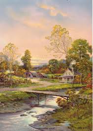 Lovely vintage spring landscape print ...
