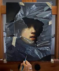 Amazing Illusion Paintings Look Like They're Wrapped in Plastic Film