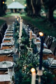 Dark And Elegant Halloween Wedding Inspiration B E Lucky In Love Blog Fall Wedding Tables Table Runners Wedding Wedding Table Settings