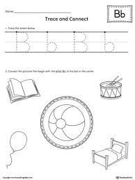 Trace Letter B And Connect Pictures Worksheet Letter B Worksheets Letter B Kindergarten Worksheets