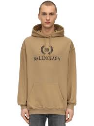 Balenciaga mens black workout hoodie size s nwt $950. Balenciaga Cotton Bb Hoodie In Beige Natural For Men Save 24 Lyst