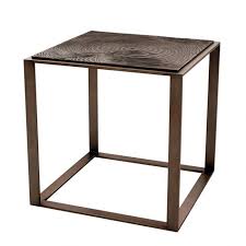 Showcasing a drum silhouette, this side table's clean lines add visual appeal to your décor. Eichholtz Side Table Zino Bronze Wood Effect Top Pavilion Broadway