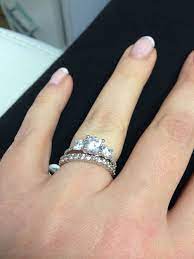 Trilogy Ring With A Full Diamond Set Band White Gold Diamond Future Engagement Rings Three Stone Engagement Rings Classic Wedding Rings