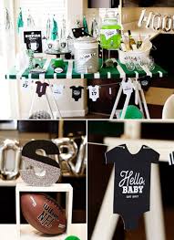 A Football Baby Shower Or Sip And See Hostess With The Mostess Football Baby Shower Football Baby Shower Theme Sports Baby Shower
