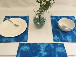 Bright Blue Place Mats Tie Dye Blue Placemats Custom Placemats Table Linens Kitchen Table Placemats Ho Blue Placemats Custom Placemats House Warming Gifts