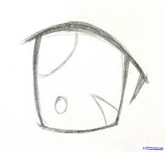 Outline the outside of the eyes, the eyelid, and the iris in perspective. Drawing Pencil Anime Eye Drawing Easy