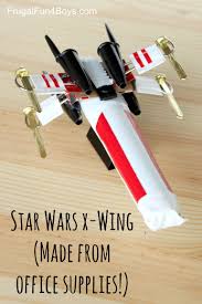 How To Make A Star Wars X Wing Starfighter Out Of Office Supplies Frugal Fun For Boys And Girls Star Wars Crafts Star Wars Diy Star Wars Awesome