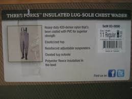 new cabelas three forks insulated lug sole chest waders mens size 11 regular