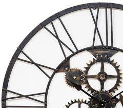 The gears do not move and are for decoration. Extra Large Industrial Style Skeleton Wall Clock Bronze Finish Metal 80cm