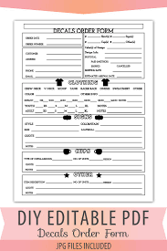 Vinyl Decals Order Form Sheet Letter Size Forms Sales Sheet Etsy Cricut Projects Vinyl Cricut Tutorials Vinyl