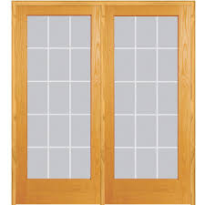Mmi Door 72 In X 80 In Left Hand Active Unfinished Pine Glass 15 Lite Clear V Groove Prehung Interior French Door Z019971l Prehung Interior French Doors French Doors Glass French Doors