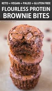 4 Ingredient Flourless Protein Brownie Bites Recipe Brownie Bites Recipe Protein Powder Recipes Healthy Sweets